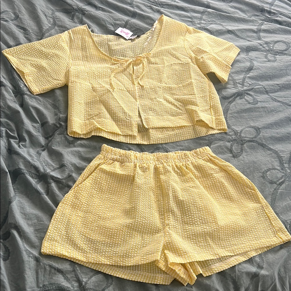 HYFVE Yellow Pajama Set with Textured Fabric